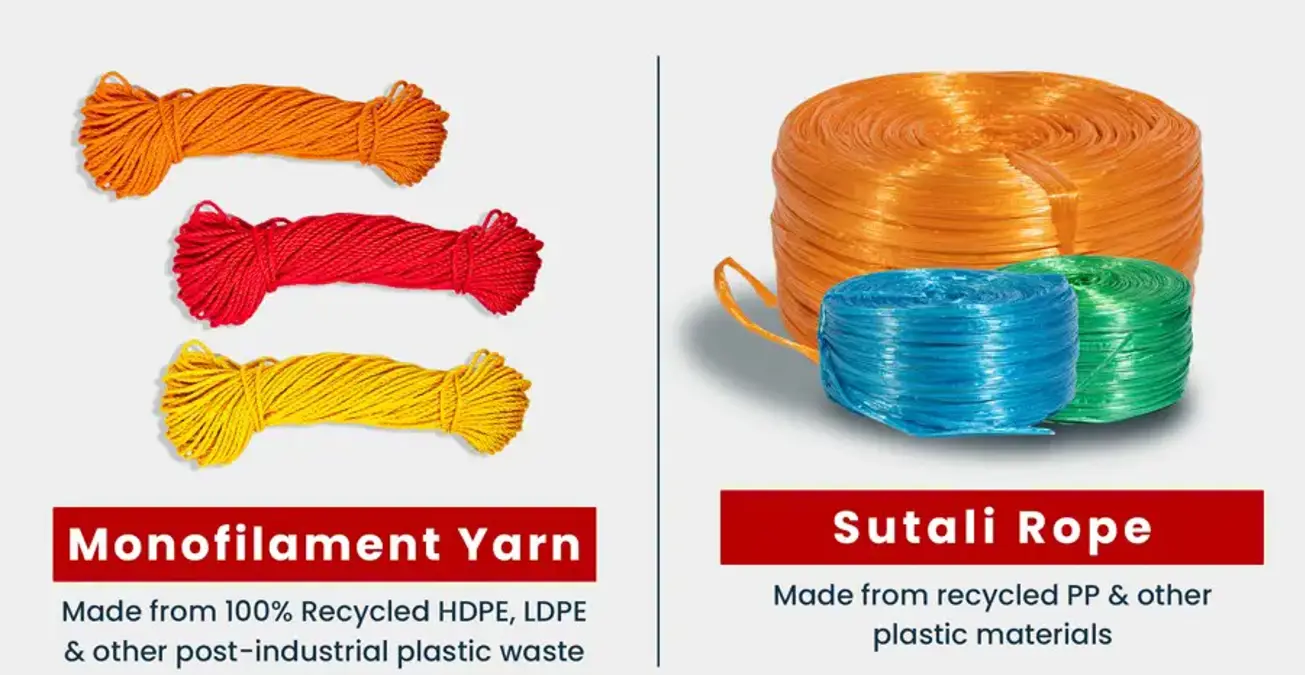 Sustainable Monofilament Yarn & Sutali Rope Recycled Monofilament Yarn & Sutali Rope in Nepal